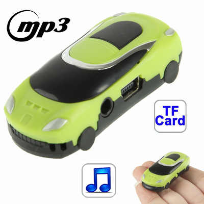 Mini Car Style TF (Micro SD) Card Slot MP3 Player with LED Light (Green)